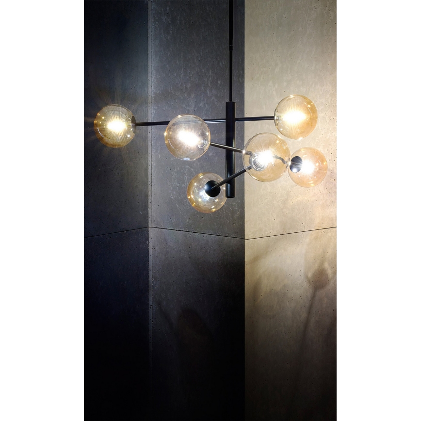 Kattokruunu tangossa ORO 6xG9/12W/230V musta/kulta