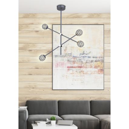 Kattokruunu tangossa PAKSOS 6xG9/5W/230V musta