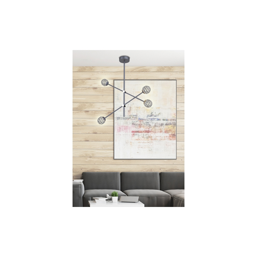 Kattokruunu tangossa PAKSOS 6xG9/5W/230V musta