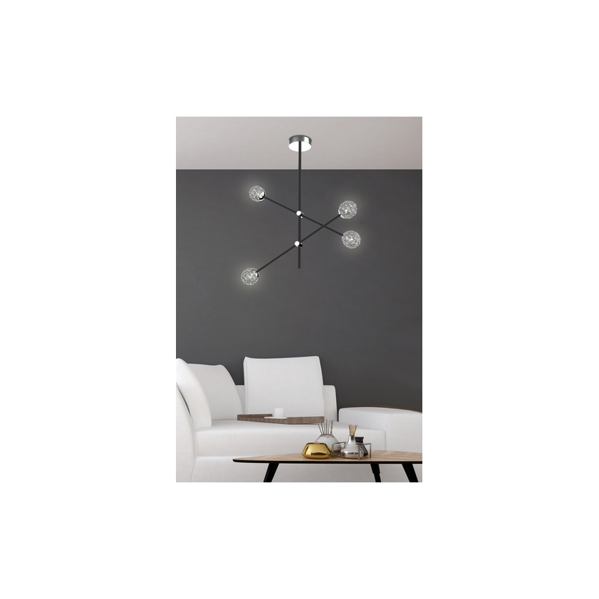 Kattokruunu tangossa PAKSOS 6xG9/5W/230V musta