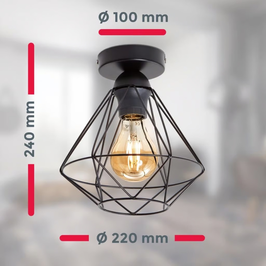 Kattovalaisin 1xE27/40W/230V musta