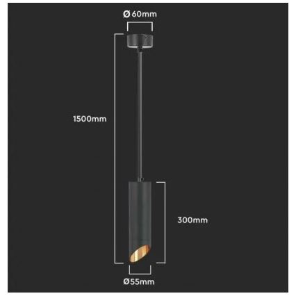 Kattovalaisin 1xGU10/35W/230V 30 cm musta