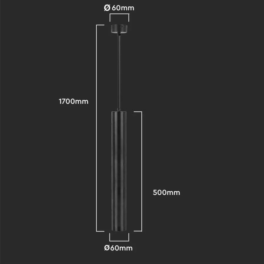 Kattovalaisin 1xGU10/35W/230V 50 cm musta