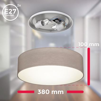 Kattovalaisin 2xE27/40W/230V, halkaisija 38 cm, beige