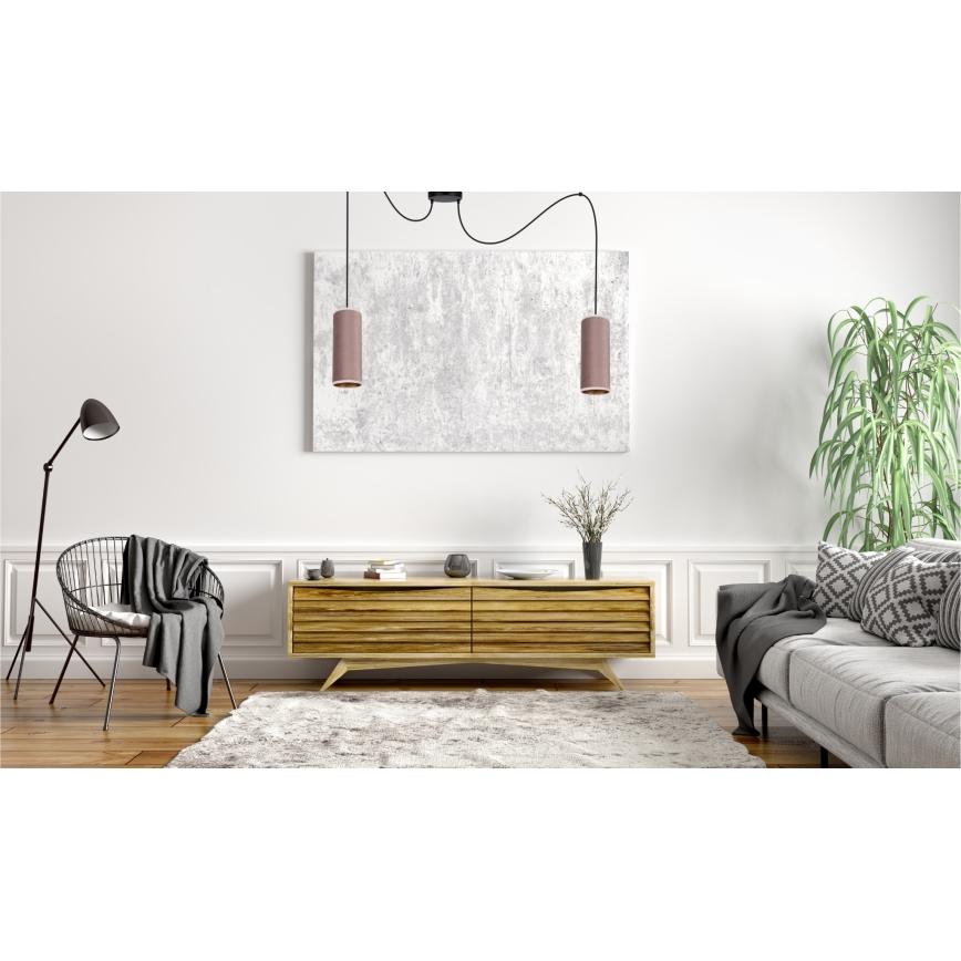 Kattovalaisin köydellä AVALO 2xE27/60W/230V hämähäkki vaaleanpunainen/kupari