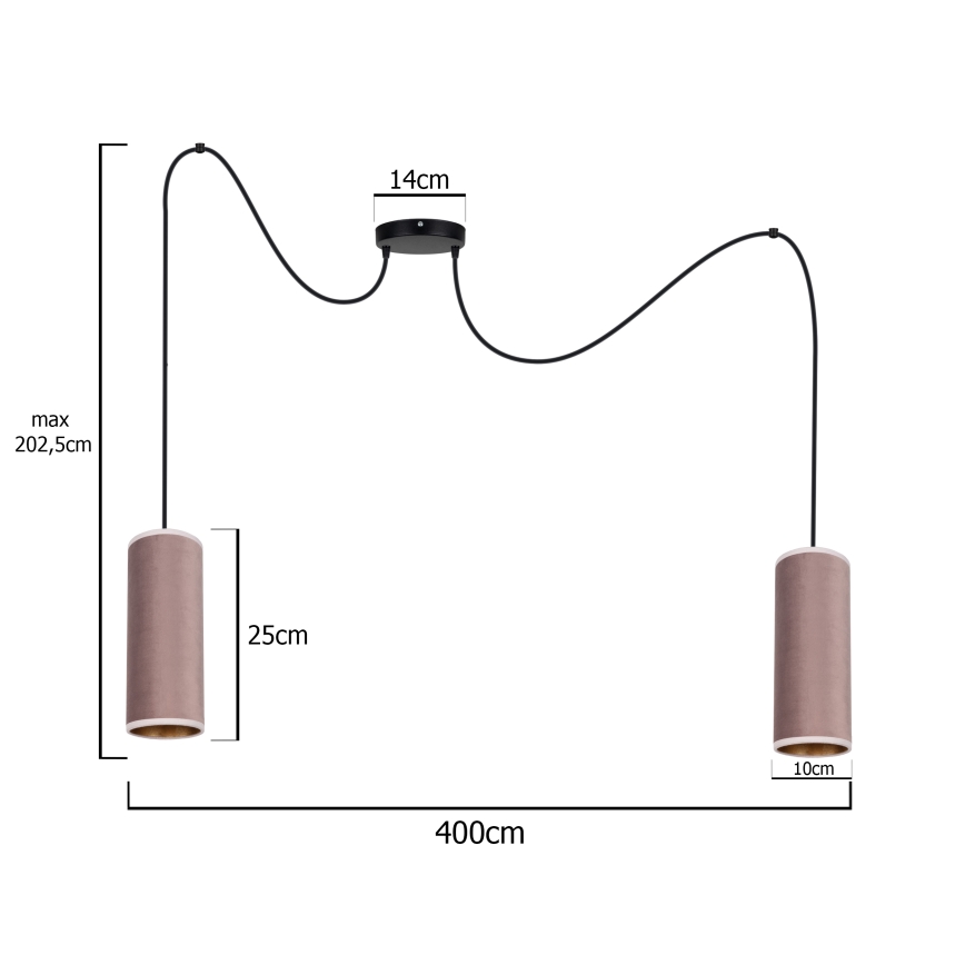 Kattovalaisin köydellä AVALO 2xE27/60W/230V hämähäkki vaaleanpunainen/kupari