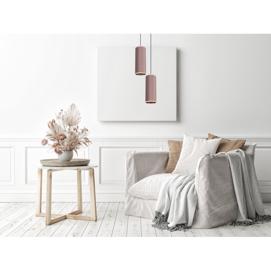 Kattovalaisin köydellä AVALO 2xE27/60W/230V halkaisija 20 cm vaaleanpunainen/kupari