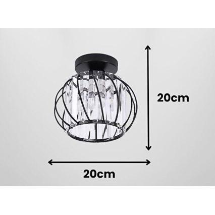 Kattovalaisin BELLA 1xE27/40W/230V, halkaisija 20 cm, musta