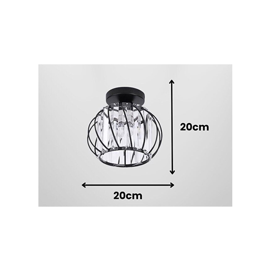Kattovalaisin BELLA 1xE27/40W/230V, halkaisija 20 cm, musta