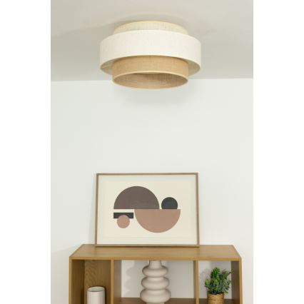 Kattovalaisin BOHO 1xE27/60W/230V Ø 40 cm valkoinen/juutti