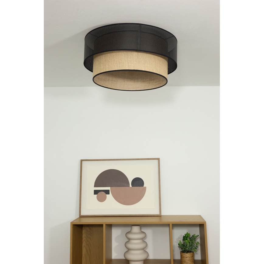 Kattovalaisin BORHO 1xE27/60W/230V, halkaisija 50 cm, musta/juutti