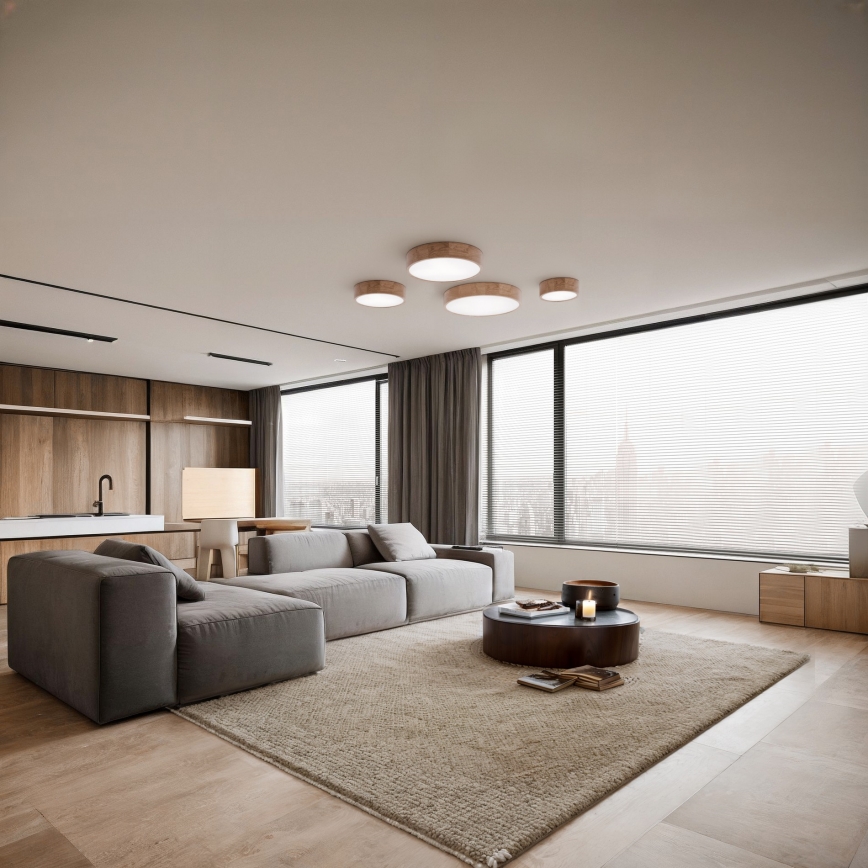 Kattovalaisin CLEO liiketunnistimella ja hämäräanturilla 3xE27/24W/230V halkaisija 37,5 cm tammi