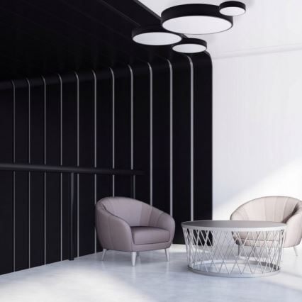 CLEO-kattovalaisin liike- ja hämärätunnistimella, 6xE27/24W/230V, halkaisija 80 cm, musta