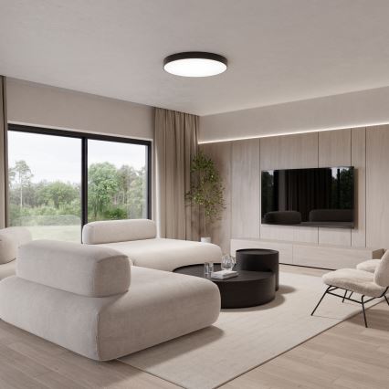 CLEO-kattovalaisin liike- ja hämärätunnistimella, 6xE27/24W/230V, halkaisija 80 cm, musta