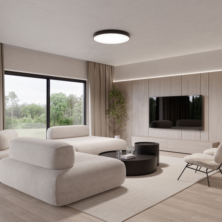 CLEO-kattovalaisin liike- ja hämärätunnistimella, 6xE27/24W/230V, halkaisija 80 cm, musta