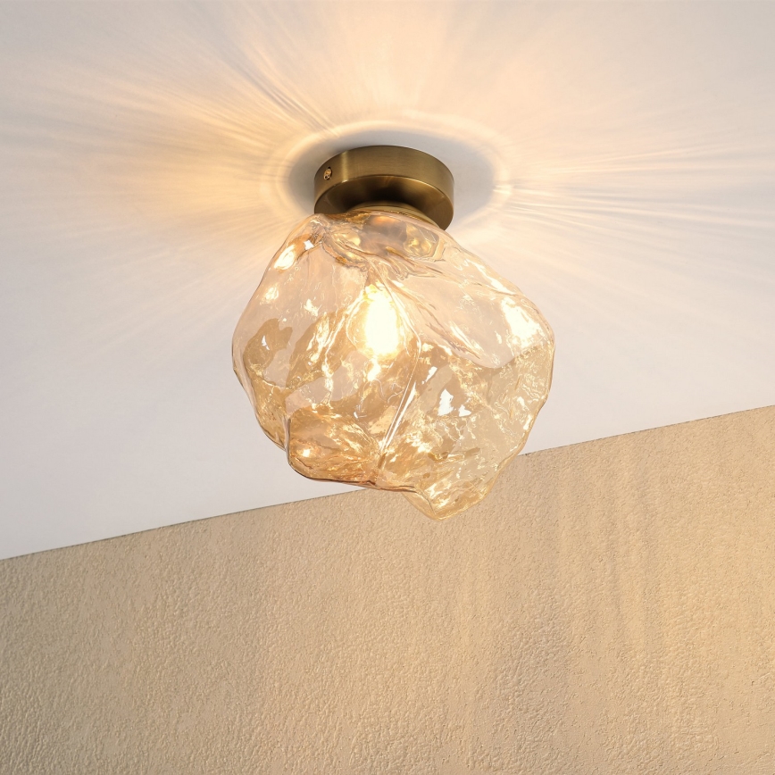 Kattovalaisin CRISTAL 1xE14/15W/230V messinki/savuinen beige