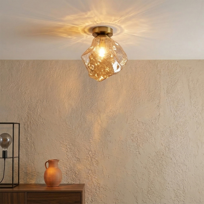 Kattovalaisin CRISTAL 1xE14/15W/230V messinki/savuinen beige