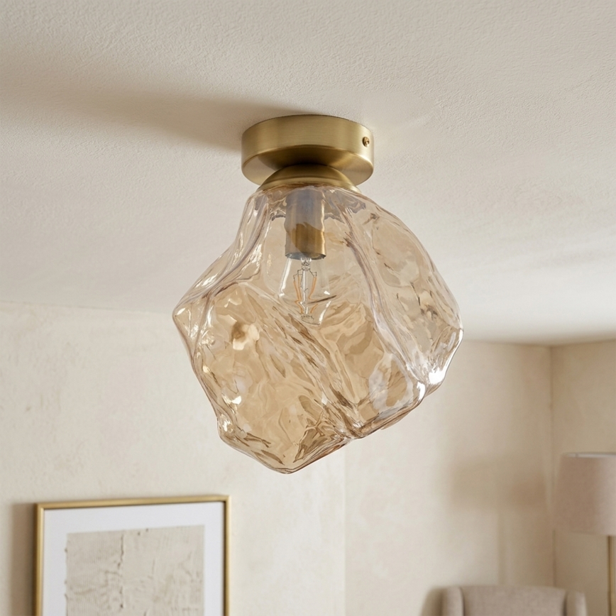 Kattovalaisin CRISTAL 1xE14/15W/230V messinki/savuinen beige