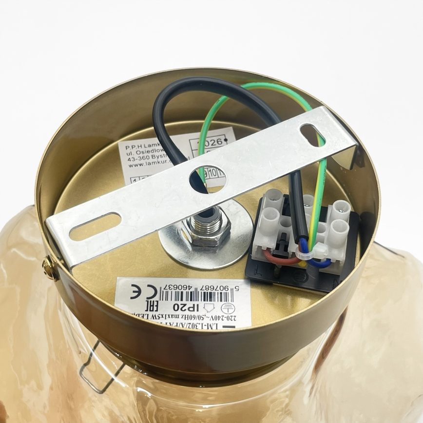 Kattovalaisin CRISTAL 1xE14/15W/230V messinki/savuinen beige