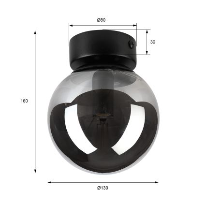Kattovalaisin ELIAS 1xE14/5W/230V halkaisija 13 cm musta/savunharmaa