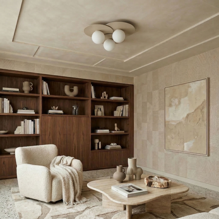 Kattovalaisin FLAT 3xE27/15W/230V 55x60 cm beige