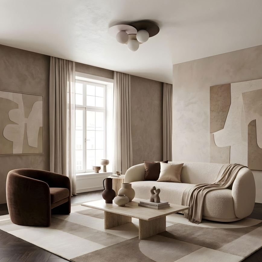 Kattovalaisin FLAT 3xE27/15W/230V 55x60 cm beige/kerma/burgundinpunainen