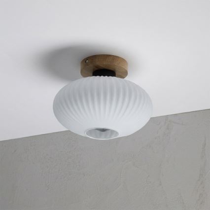 Kattovalaisin HARMA WOOD 1xE27/15W/230V tammi/valkoinen halkaisija 25 cm
