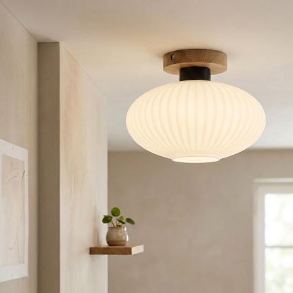 Kattovalaisin HARMA WOOD 1xE27/15W/230V tammi/valkoinen halkaisija 25 cm