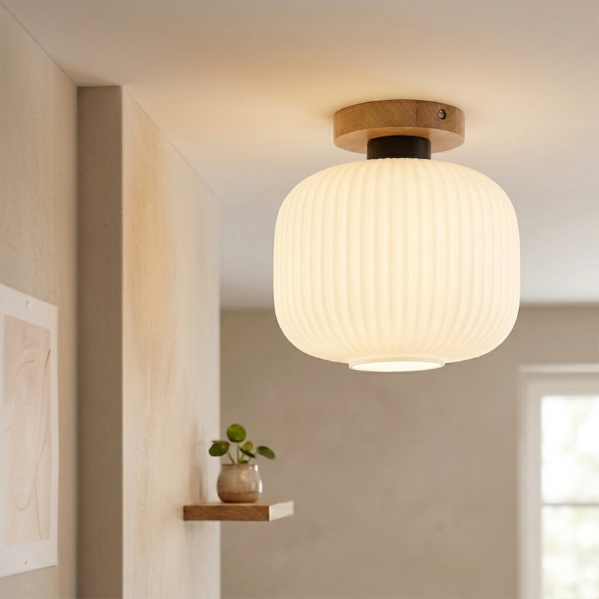 Kattovalaisin HARMA WOOD 1xE27/15W/230V tammi/valkoinen halkaisija 25 cm