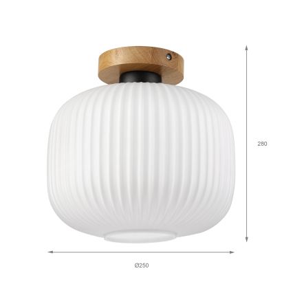 Kattovalaisin HARMA WOOD 1xE27/15W/230V tammi/valkoinen halkaisija 25 cm