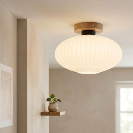 Kattovalaisin HARMA WOOD 1xE27/15W/230V tammi/valkoinen, halkaisija 30 cm