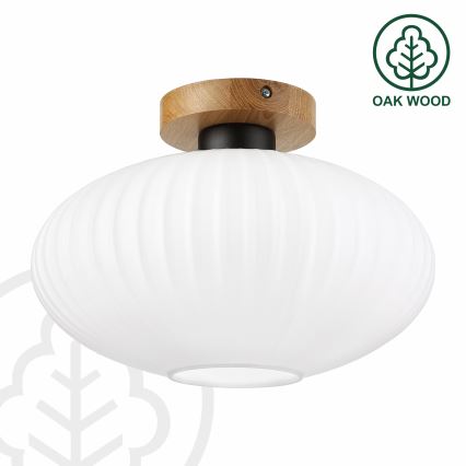 Kattovalaisin HARMA WOOD 1xE27/15W/230V tammi/valkoinen, halkaisija 30 cm