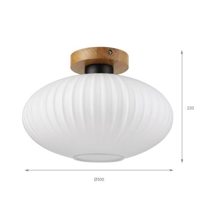 Kattovalaisin HARMA WOOD 1xE27/15W/230V tammi/valkoinen, halkaisija 30 cm