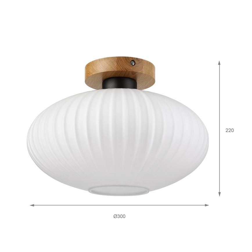 Kattovalaisin HARMA WOOD 1xE27/15W/230V tammi/valkoinen, halkaisija 30 cm