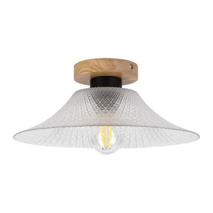 Kattovalaisin JULL WOOD 1xE27/15W/230V, tammi/kirkas, halkaisija 34 cm