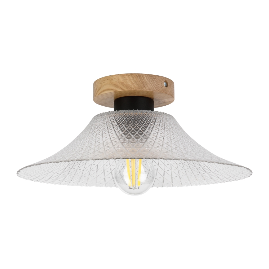 Kattovalaisin JULL WOOD 1xE27/15W/230V, tammi/kirkas, halkaisija 34 cm