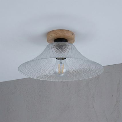 Kattovalaisin JULL WOOD 1xE27/15W/230V, tammi/kirkas, halkaisija 34 cm