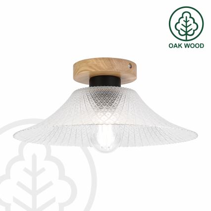 Kattovalaisin JULL WOOD 1xE27/15W/230V, tammi/kirkas, halkaisija 34 cm