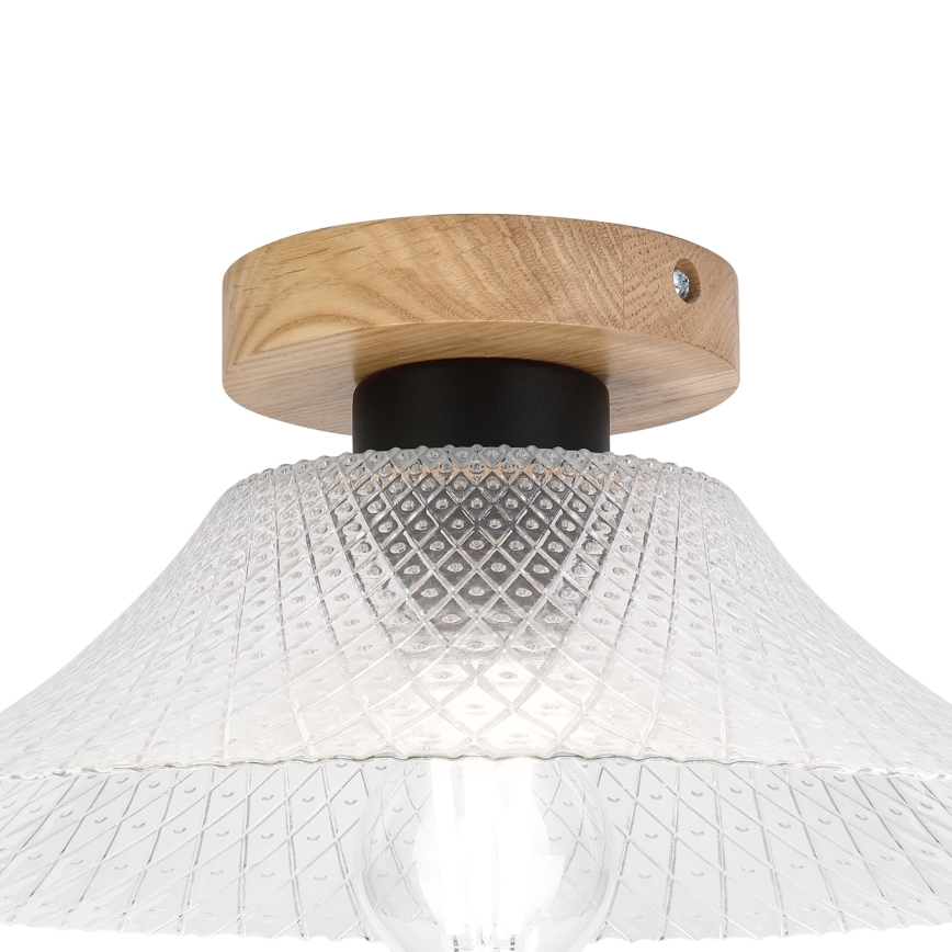 Kattovalaisin JULL WOOD 1xE27/15W/230V, tammi/kirkas, halkaisija 34 cm