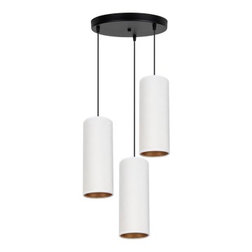 Kattovalaisin köydellä AVALO 3xE27/60W/230V halkaisija 35 cm valkoinen/kupari