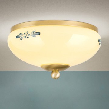 Kattovalaisin LANDHAUS 1xE27/60W/230V halkaisija 21 cm messinki/beige/sininen