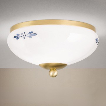 Kattovalaisin LANDHAUS 1xE27/60W/230V halkaisija 21 cm messinki/valkoinen/sininen