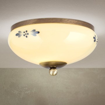 Kattovalaisin LANDHAUS 1xE27/60W/230V halkaisija 21 cm pronssi/beige/sininen