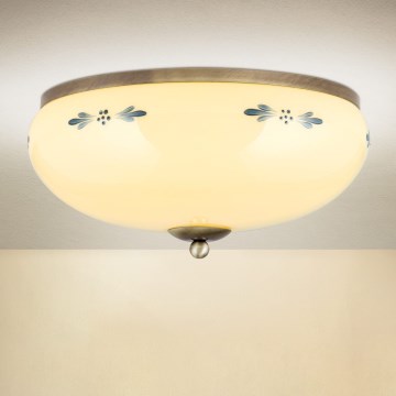 Kattovalaisin LANDHAUS 3xE27/60W/230V Ø 35 cm pronssi/beige/sininen