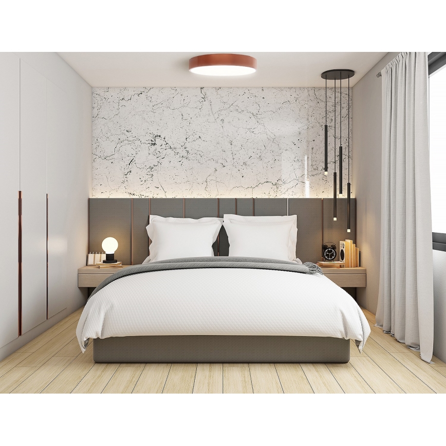 Kattovalaisin liiketunnistimella ja hämäräkytkimellä CLEO 4xE27/24W/230V, halkaisija 50 cm, kuparinvärinen