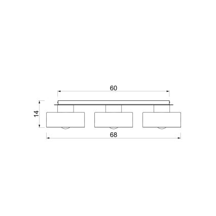 Kattovalaisin MARTI 3xE27/15W/230V, 68 x 20,5 cm, burgundinpunainen/kulta