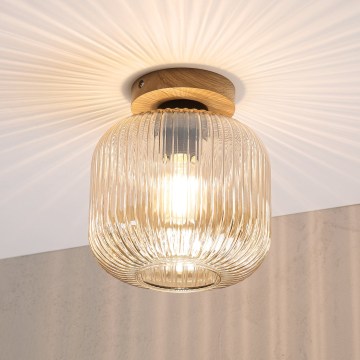 Kattovalaisin MILOU WOOD 1xE27/15W/230V tammi/savunbeige halkaisija 20 cm