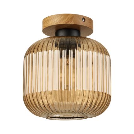 Kattovalaisin MILOU WOOD 1xE27/15W/230V tammi/savunbeige halkaisija 20 cm