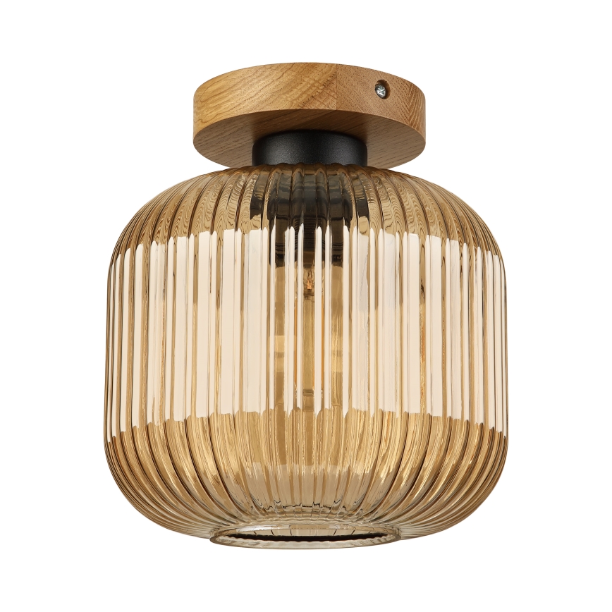 Kattovalaisin MILOU WOOD 1xE27/15W/230V tammi/savunbeige halkaisija 20 cm
