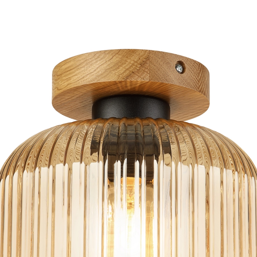 Kattovalaisin MILOU WOOD 1xE27/15W/230V tammi/savunbeige halkaisija 20 cm